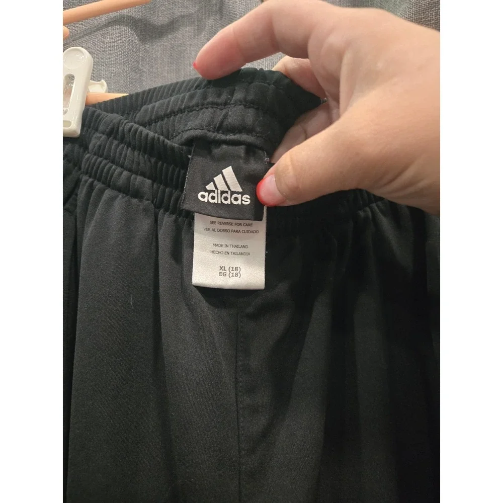 Adidas Youth Black White 3-Stripe Track Pants Joggers Size XL 18/20 Athletic